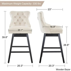 Ros Swivel Upholstered Counter And Bar Stool With Solid Wood Frame (Set Of 2)