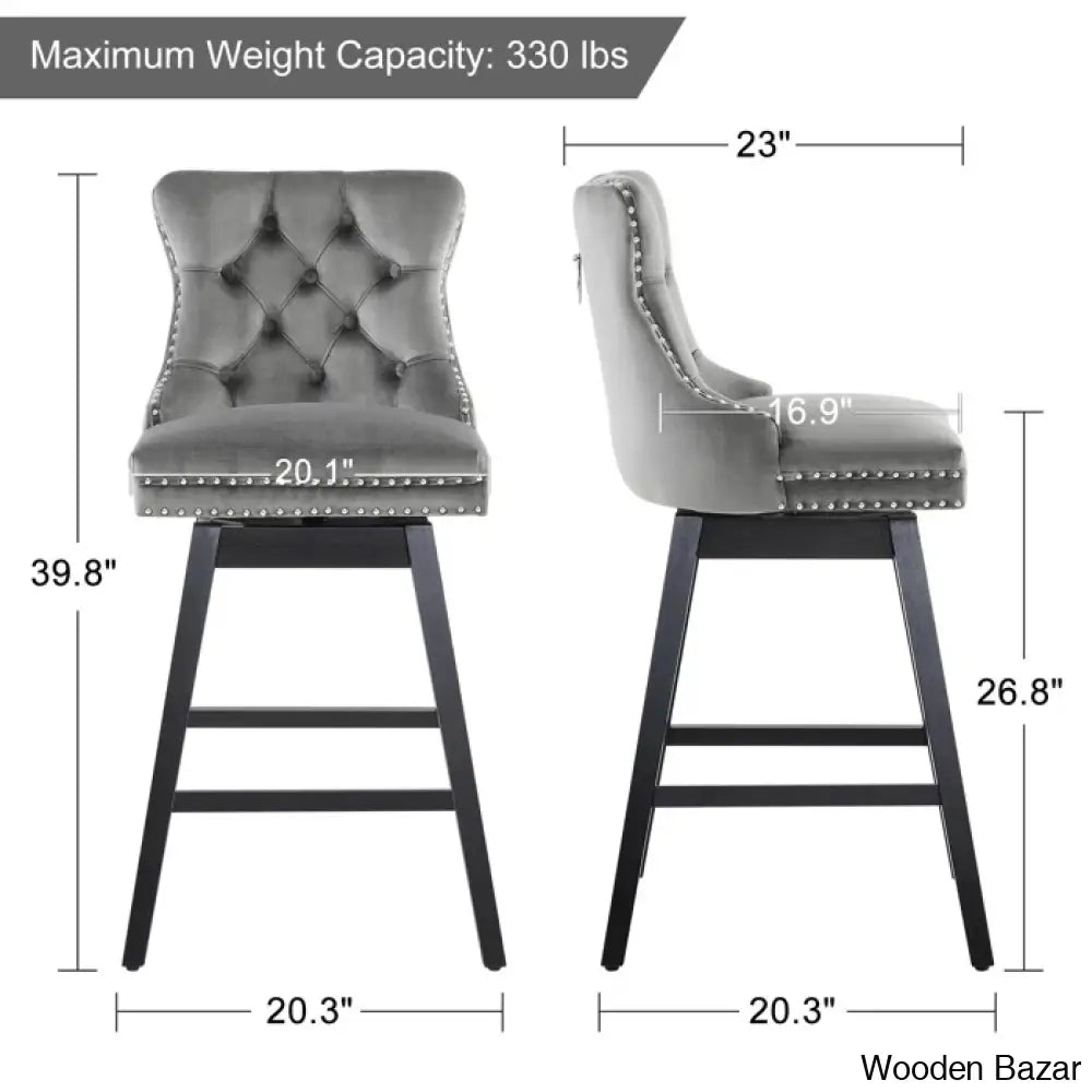 Ros Swivel Upholstered Counter And Bar Stool With Solid Wood Frame (Set Of 2)