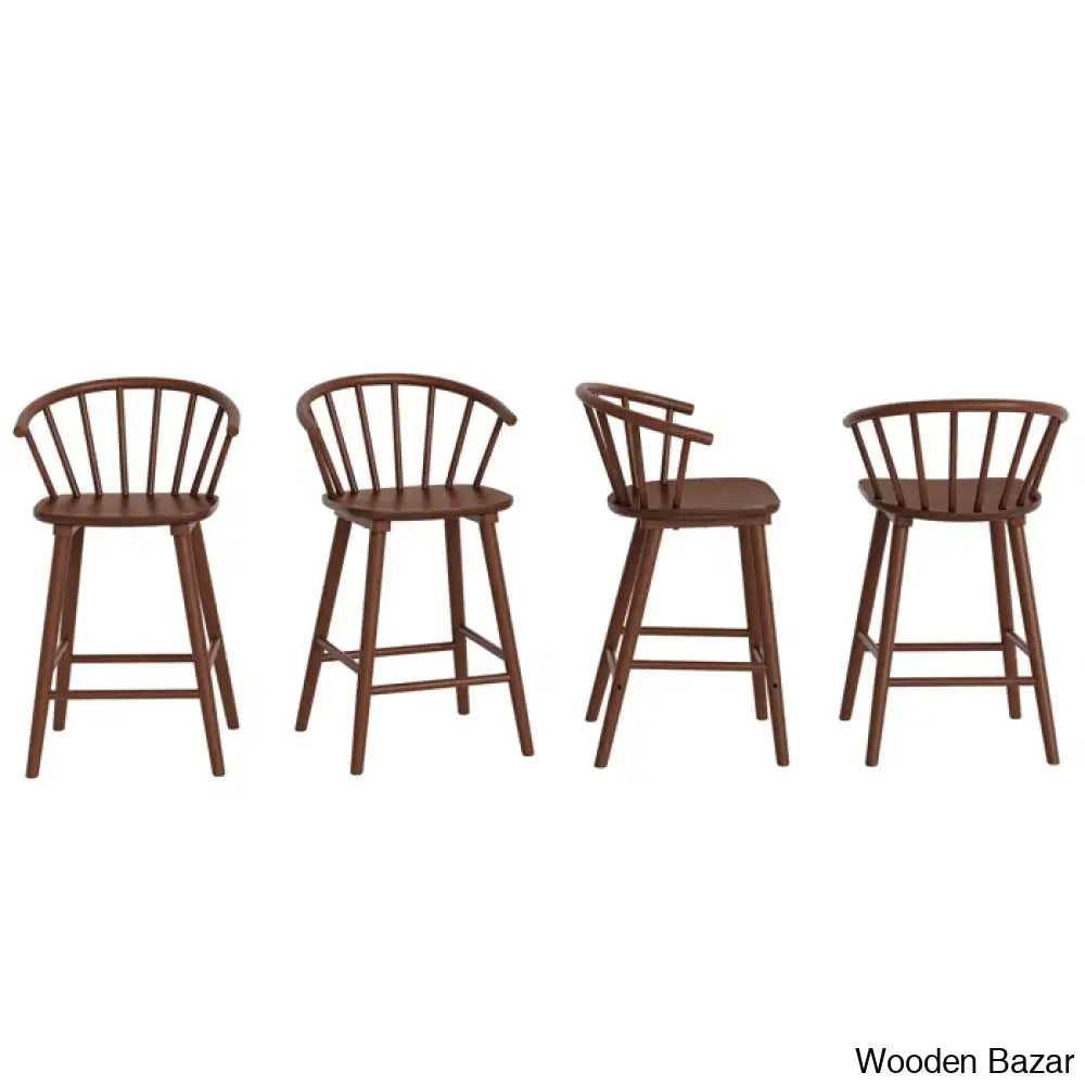 Rosamariae Swivel Solid Wood Counter And Bar Stool (Set Of 4)