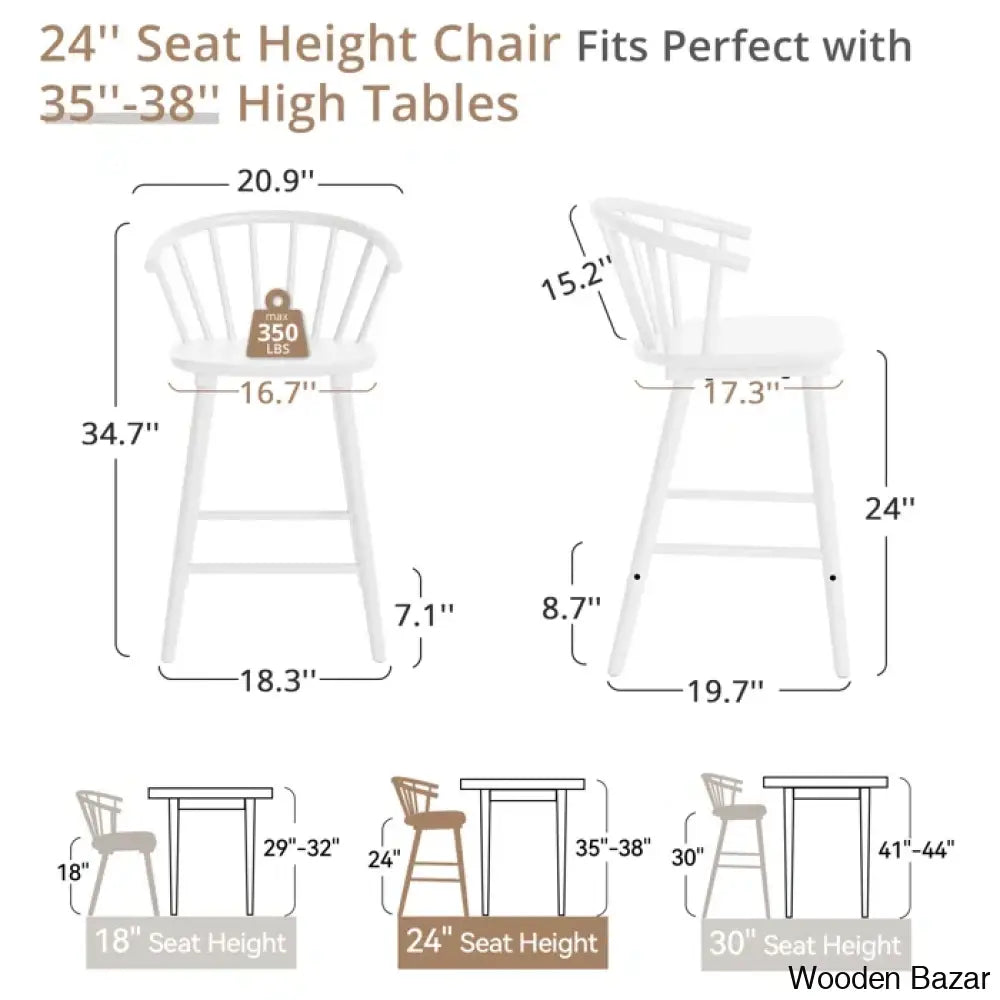 Rosamariae Swivel Solid Wood Counter And Bar Stool (Set Of 4)