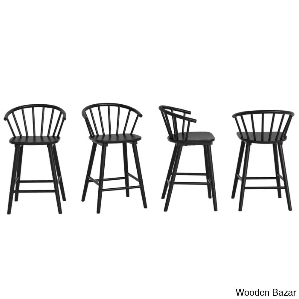 Rosamariae Swivel Solid Wood Counter And Bar Stool (Set Of 4)