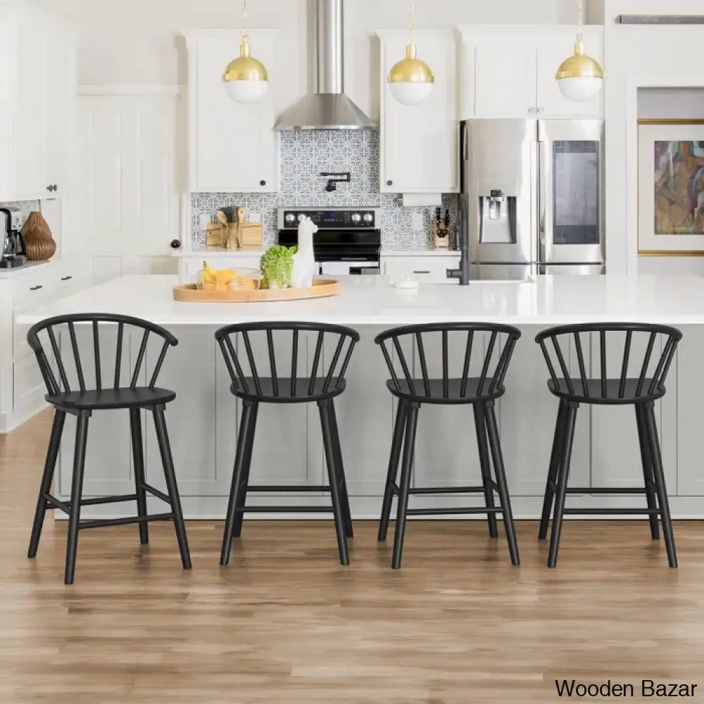 Rosamariae Swivel Solid Wood Counter And Bar Stool (Set Of 4) Black / (26” Seat Height)