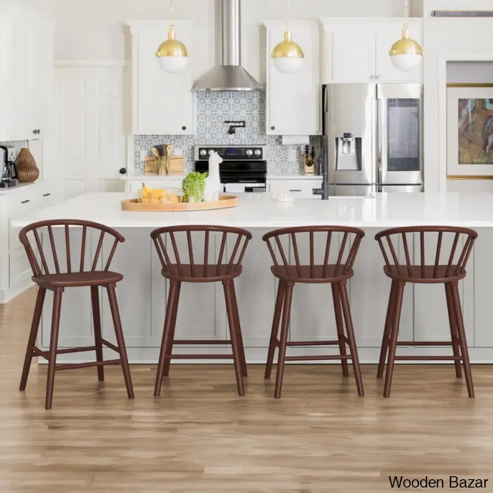 Rosamariae Swivel Solid Wood Counter And Bar Stool (Set Of 4) Brown / (26” Seat Height)