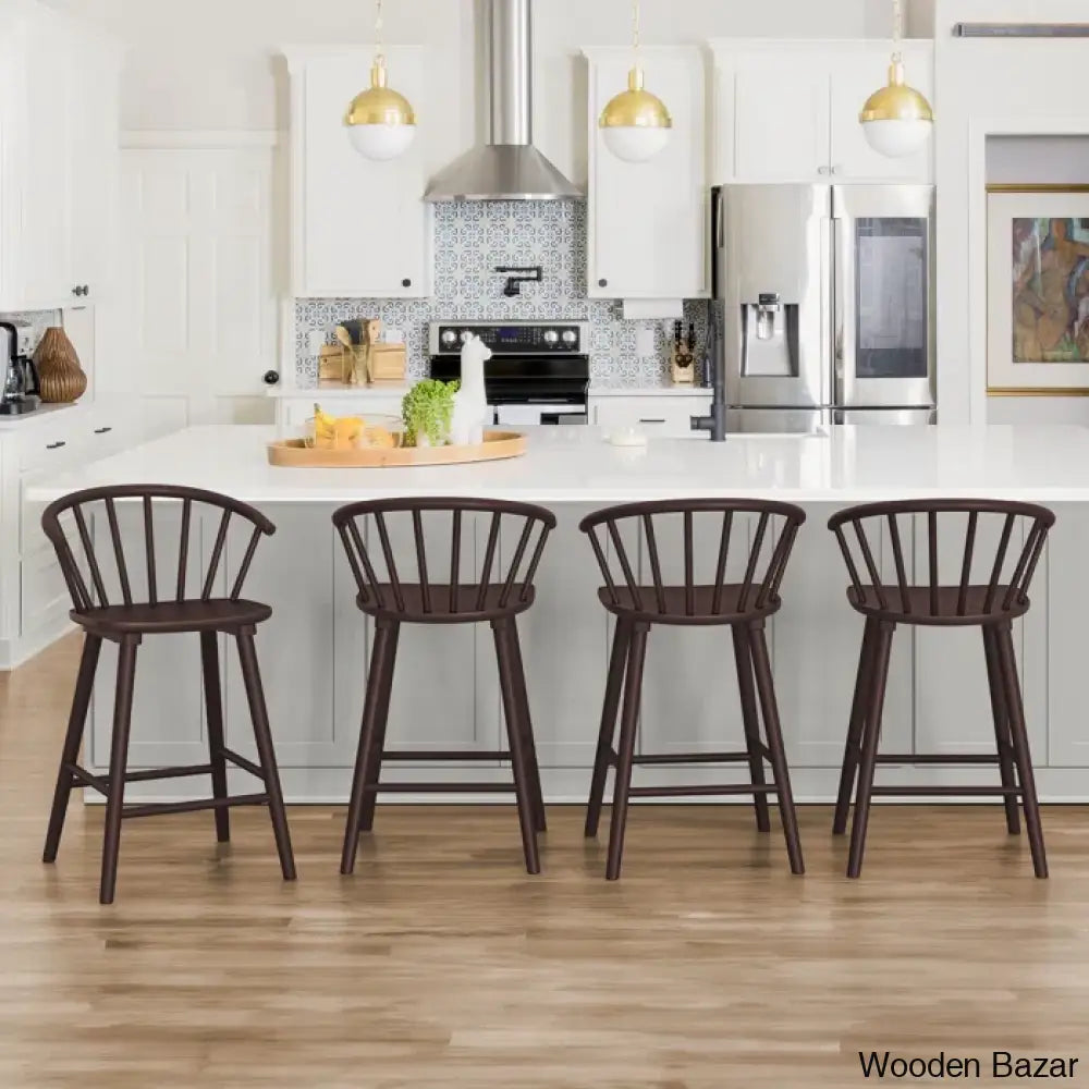 Rosamariae Swivel Solid Wood Counter And Bar Stool (Set Of 4) Espresso / (26” Seat Height)