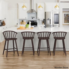 Rosamariae Swivel Solid Wood Counter And Bar Stool (Set Of 4) Espresso / (26” Seat Height)