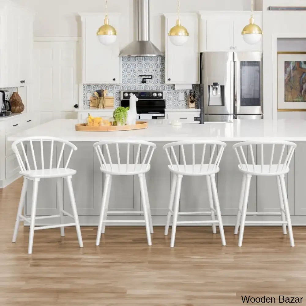 Rosamariae Swivel Solid Wood Counter And Bar Stool (Set Of 4) White / (26” Seat Height)