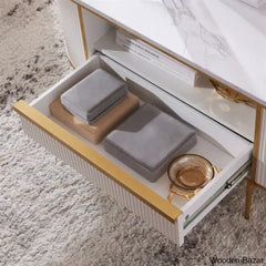 Roseelleny 48’’L Oval Coffee And Center Table With Storage Sliding Drawer Open Shelf