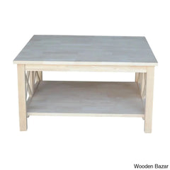 Rossitano Solid Wood Coffee And Center Table Unfinished / 18’’ H X 34’’ L W