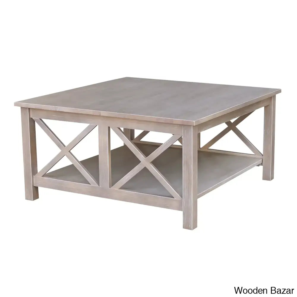 Rossitano Solid Wood Coffee And Center Table Washed Gray Taupe / 18’’ H X 34’’ L W