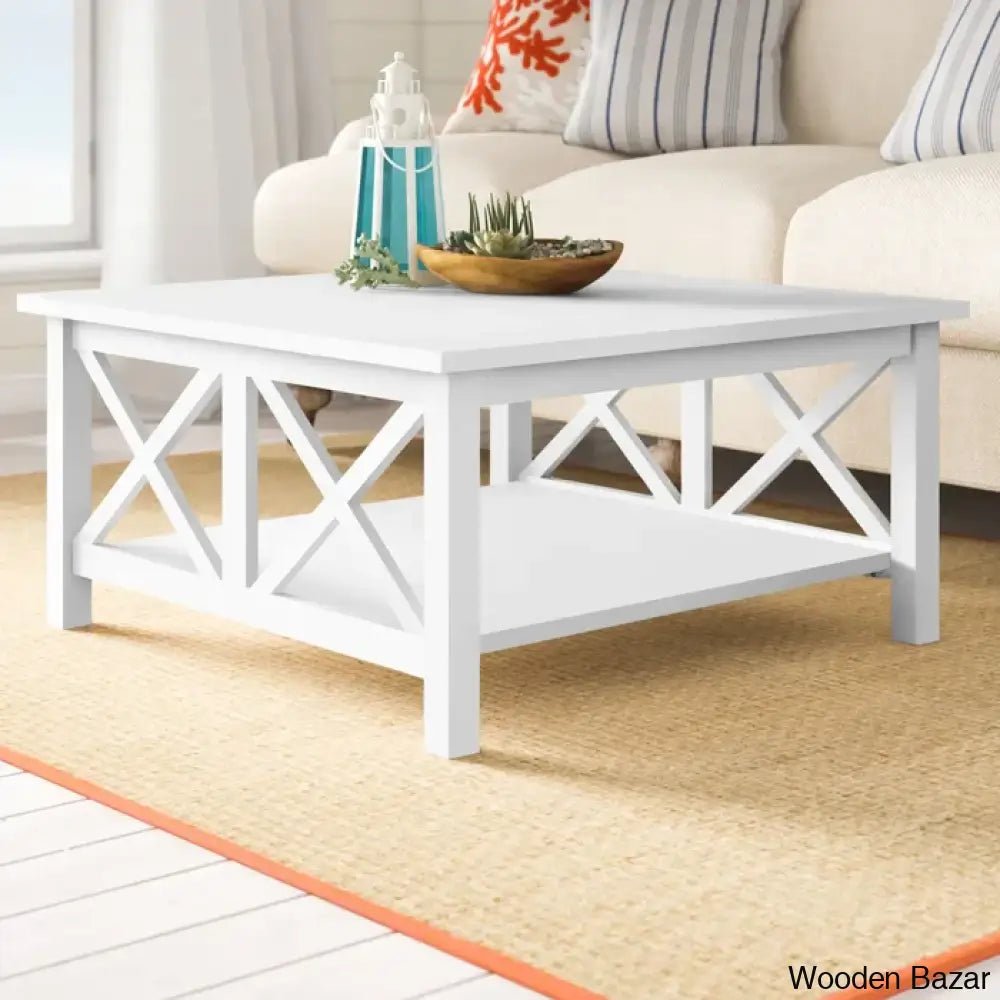 Rossitano Solid Wood Coffee And Center Table White / 18’’ H X 34’’ L W