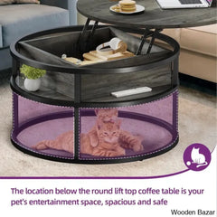 Rothwell Lift Top Extendable Round Frame Coffee Table With Storage And Center