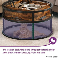 Rothwell Lift Top Extendable Round Frame Coffee Table With Storage And Center