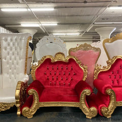 "royal stella" 3pc. living room sofa set red / gold