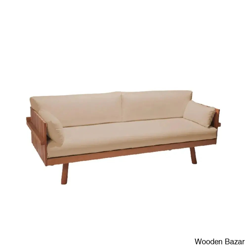 Ruby Solid Wood 3-Seater Couch With Timeless Comfort And Durability In A Stylish Design Beige