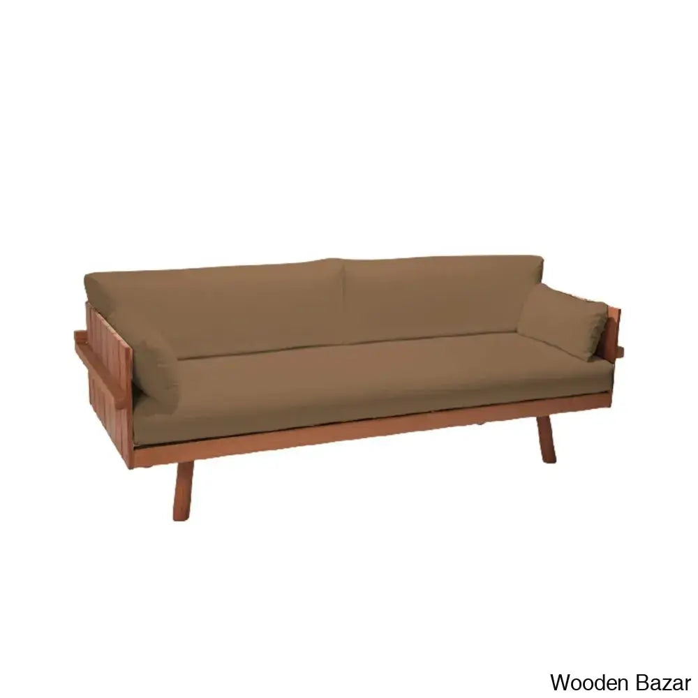 Ruby Solid Wood 3-Seater Couch With Timeless Comfort And Durability In A Stylish Design Brown