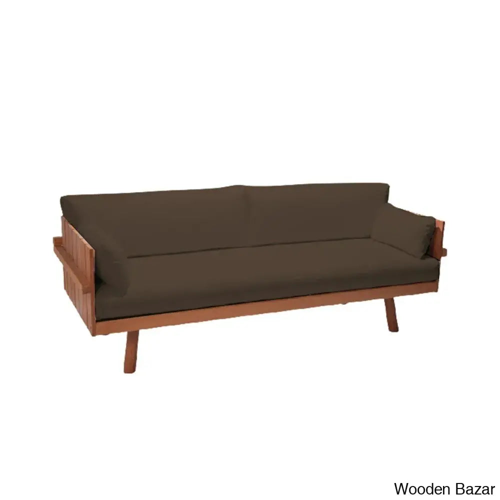 Ruby Solid Wood 3-Seater Couch With Timeless Comfort And Durability In A Stylish Design Dark Brown