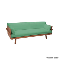 Ruby Solid Wood 3-Seater Couch With Timeless Comfort And Durability In A Stylish Design Light Green