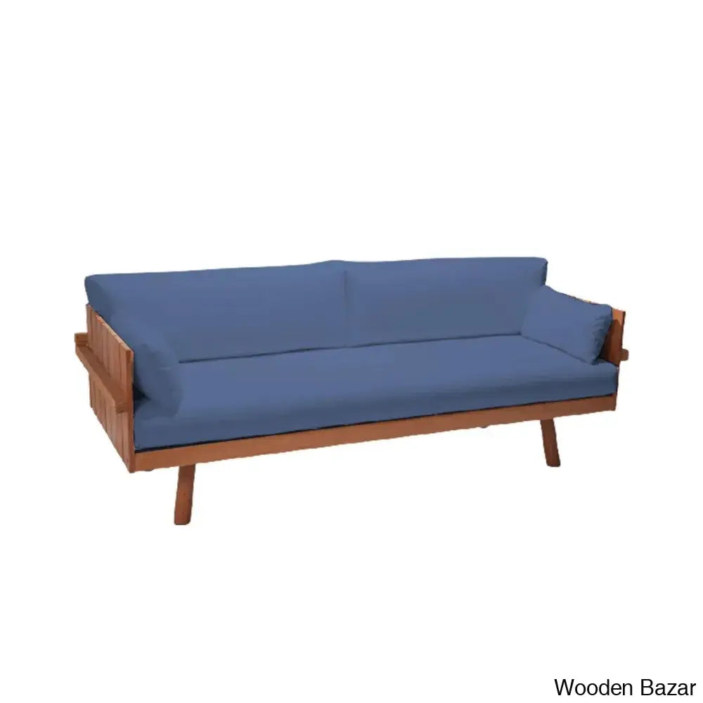 Ruby Solid Wood 3-Seater Couch With Timeless Comfort And Durability In A Stylish Design Royal Blue