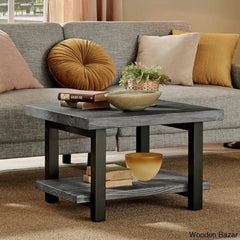 Runbelle 27’’ Wide Rustic Industrial Solid Wood And Metal Frame Square Coffee And Center Table