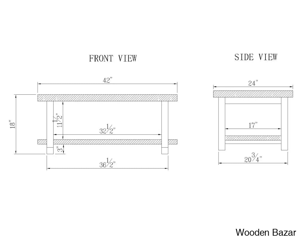 Rundell 42’’ Rustic Industrial Solid Wood And Metal Rectangular Coffee Table With Storage Shelf