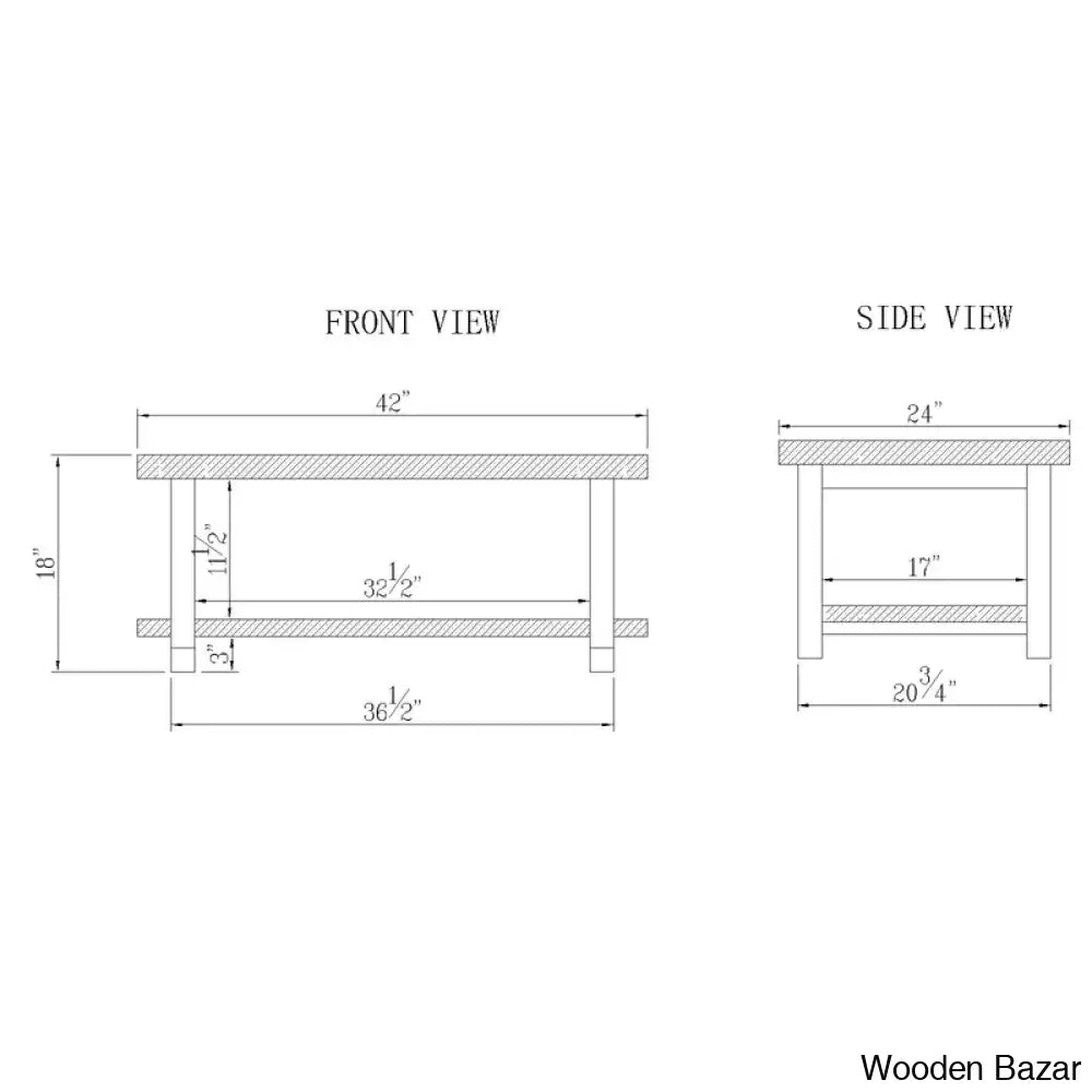 Rundell 42’’ Rustic Industrial Solid Wood And Metal Rectangular Coffee Table With Storage Shelf