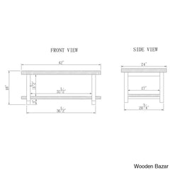 Rundell 42’’ Rustic Industrial Solid Wood And Metal Rectangular Coffee Table With Storage Shelf