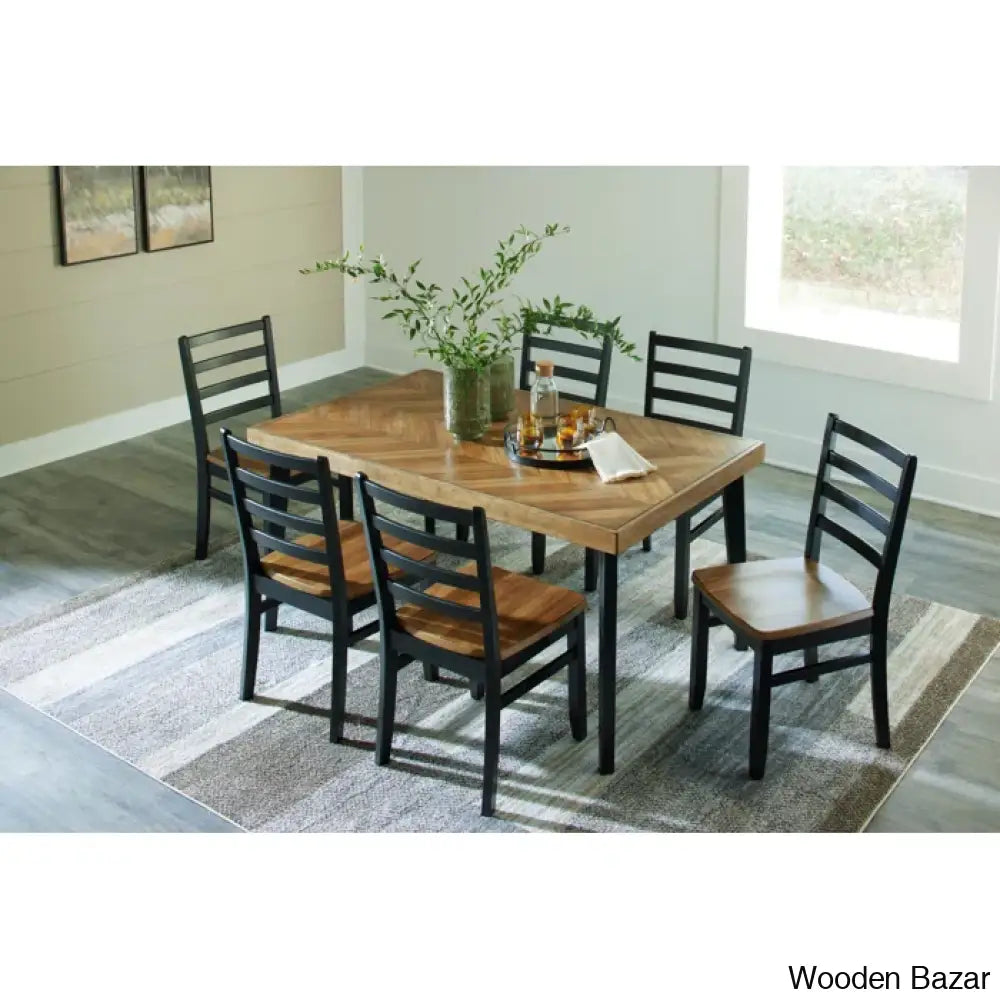 Rustorn 6 Seater New Dining Table Set (Of 7 Piece) - Wooden Bazar