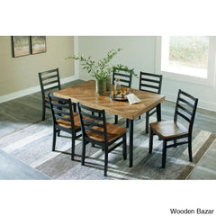 Rustorn 6 Seater New Dining Table Set (Of 7 Piece) - Wooden Bazar