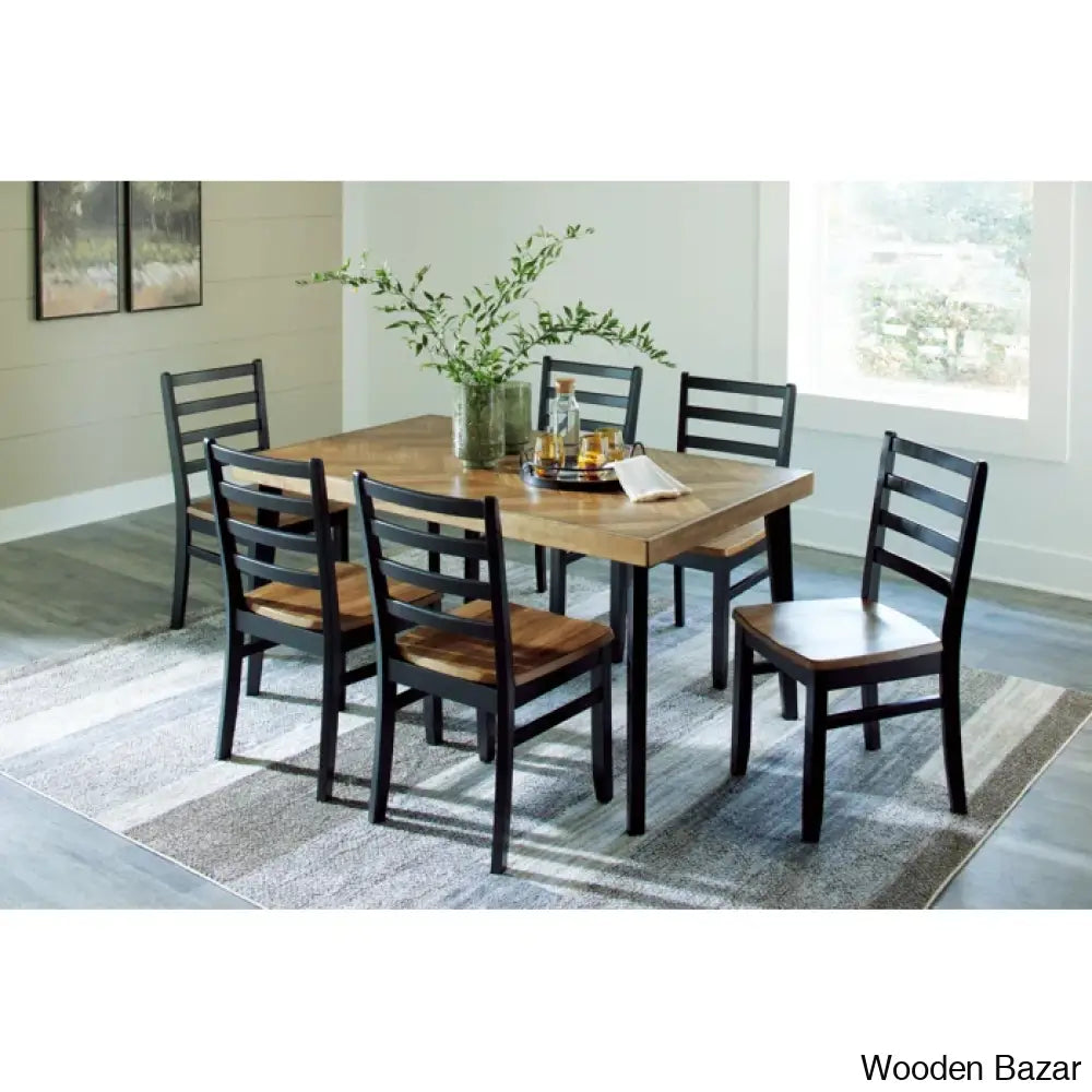 Rustorn 6 Seater New Dining Table Set (Of 7 Piece) - Wooden Bazar