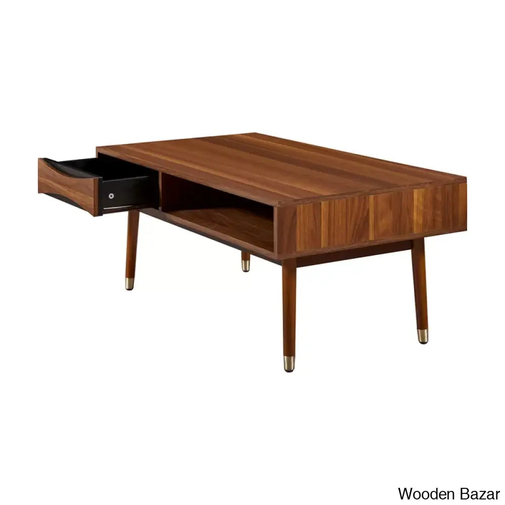 Saborntono Teamson Home Dawson 40’’ Wooden Coffee And Center Table With Drawer Walnut