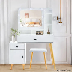 Sahuul Dressing Table With Mirror - Wooden Bazar