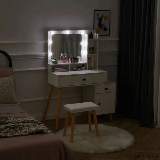 Sahuul Dressing Table With Mirror - Wooden Bazar