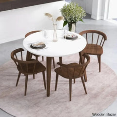 Saige 4 Seater New Walnut Solid Wood Dining Set