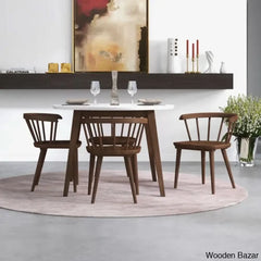 Saige 4 Seater New Walnut Solid Wood Dining Set