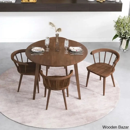 Saige 4 Seater New Walnut Solid Wood Dining Set