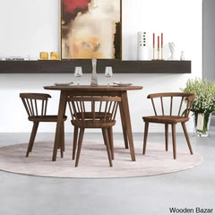 Saige 4 Seater New Walnut Solid Wood Dining Set