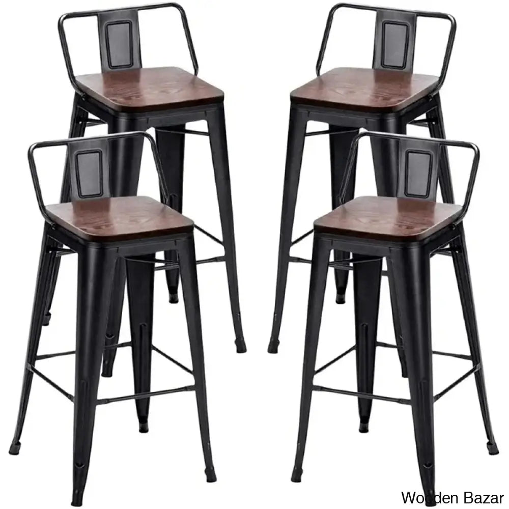 Saleha Swivel Counter And Bar Stool With Metal Frame (Set Of 4)