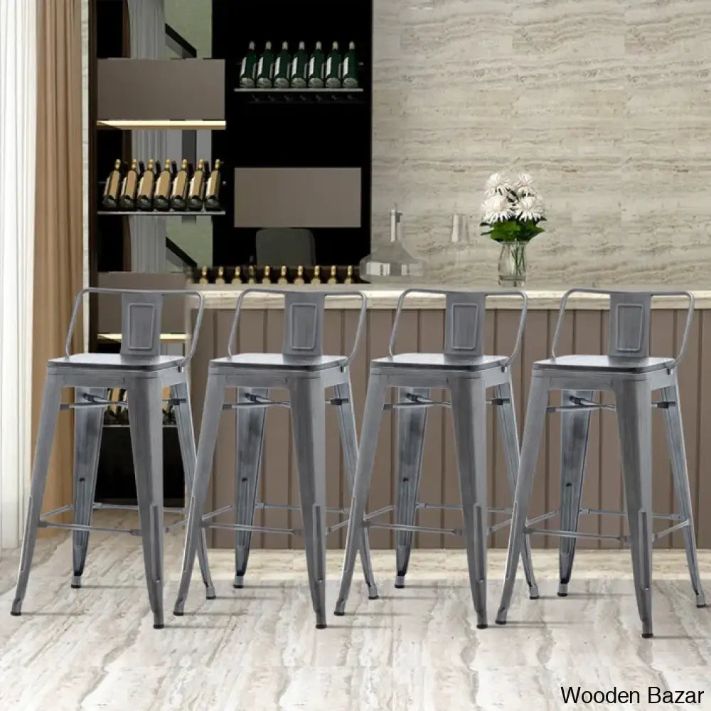 Saleha Swivel Counter And Bar Stool With Metal Frame (Set Of 4)