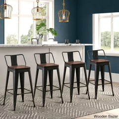 Saleha Swivel Counter And Bar Stool With Metal Frame (Set Of 4)