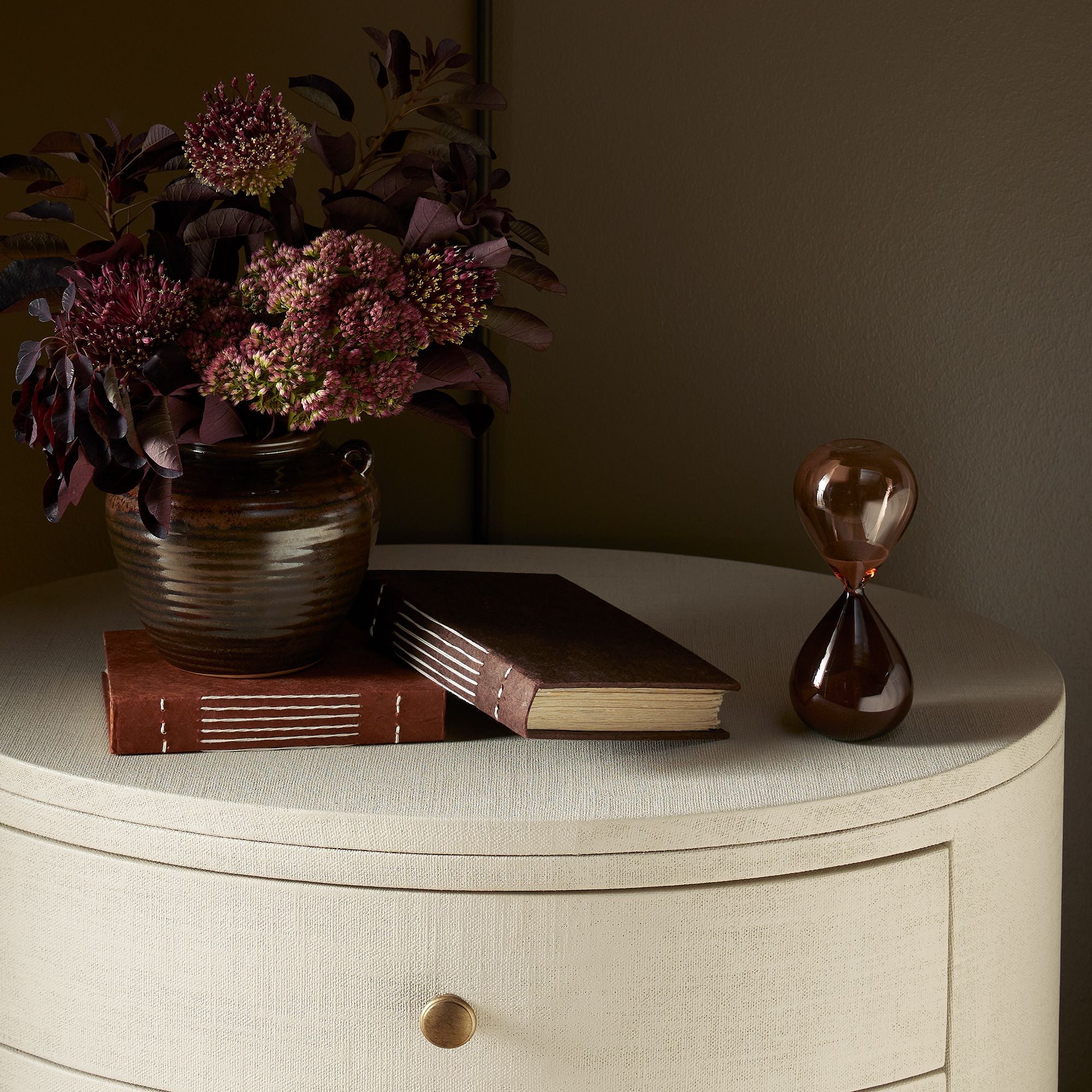 Celpox Modern Bedside Table In Oval Shape - Wooden Bazar