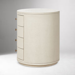 Celpox Modern Bedside Table In Oval Shape - Wooden Bazar