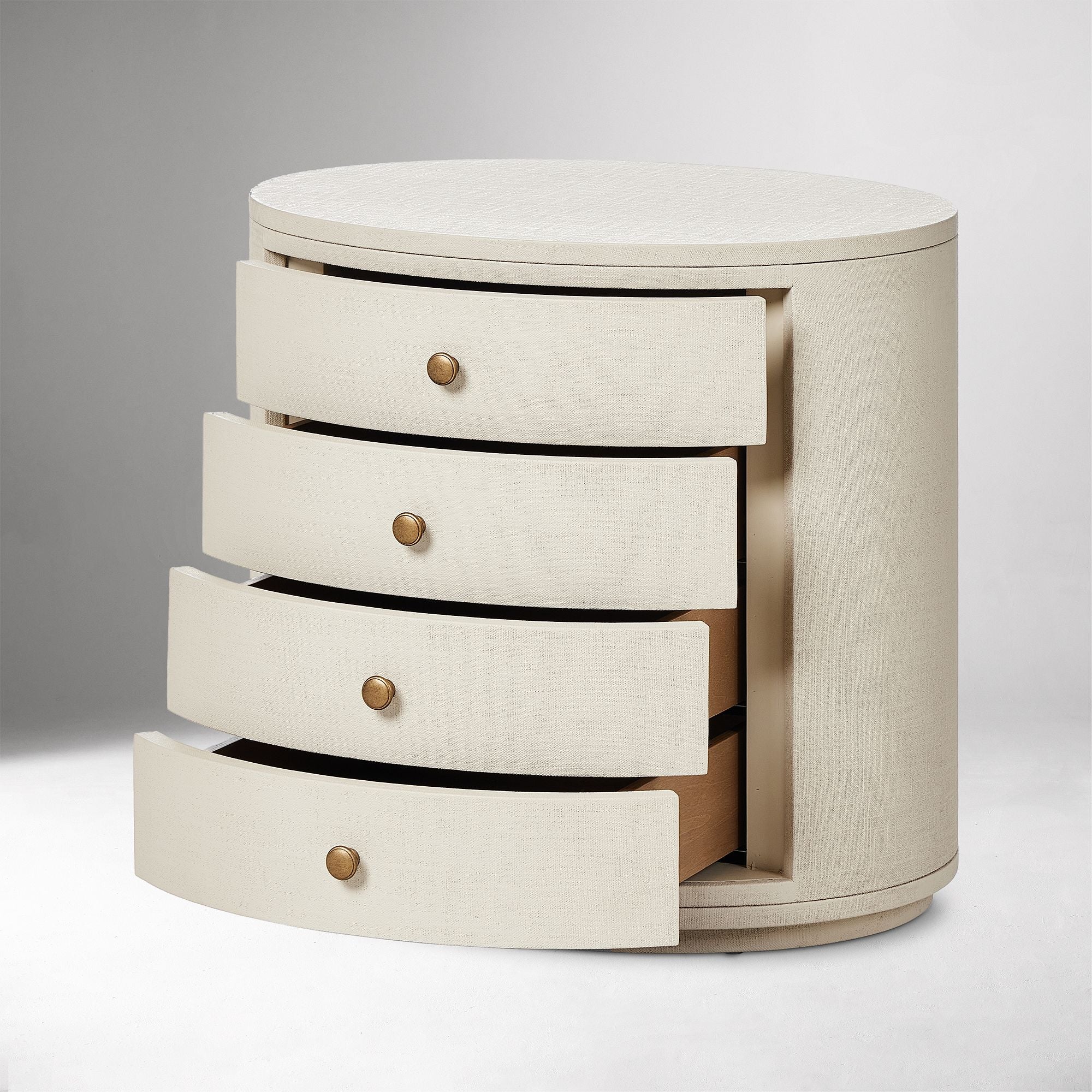 Celpox Modern Bedside Table In Oval Shape - Wooden Bazar