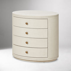 Celpox Modern Bedside Table In Oval Shape - Wooden Bazar