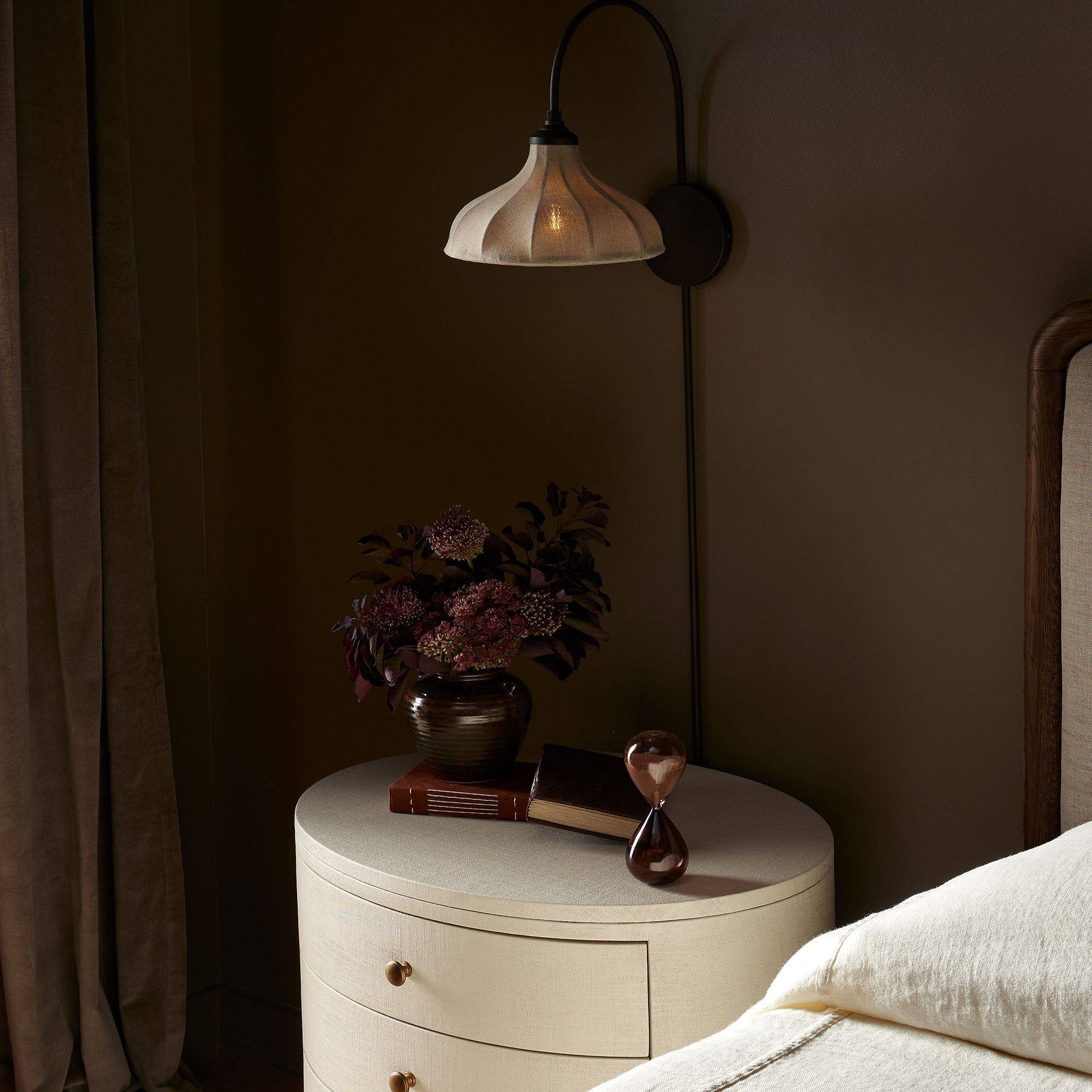 Celpox Modern Bedside Table In Oval Shape - Wooden Bazar