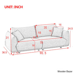 Sarah Modern 3 Seater Sofa Couch - Wooden Bazar