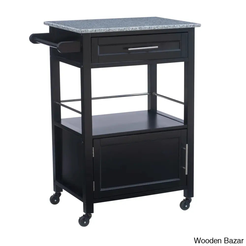 Sariol Granite Top Wood Kitchen Cart With Storage Trolley Cart Cabinet Kitchen Island Storage