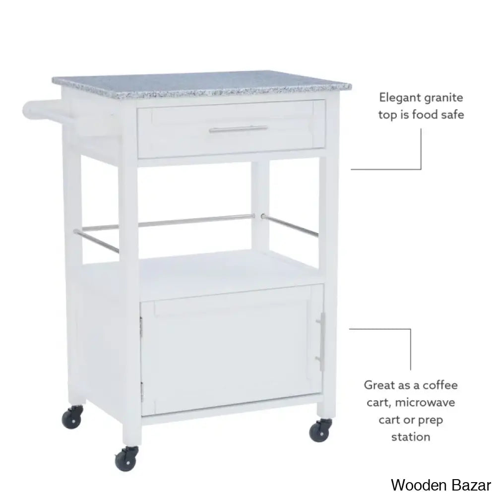 Sariol Granite Top Wood Kitchen Cart With Storage Trolley Cart Cabinet Kitchen Island Storage