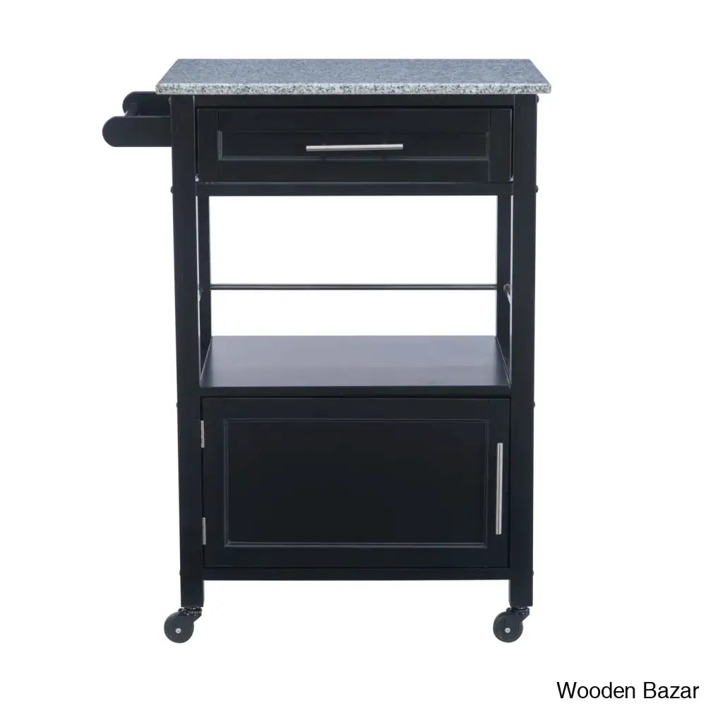 Sariol Granite Top Wood Kitchen Cart With Storage Trolley Cart Cabinet Kitchen Island Storage