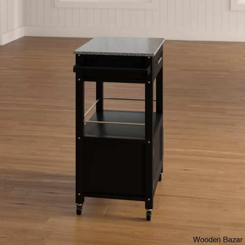 Sariol Granite Top Wood Kitchen Cart With Storage Trolley Cart Cabinet Kitchen Island Storage