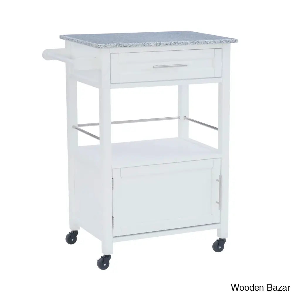 Sariol Granite Top Wood Kitchen Cart With Storage Trolley Cart Cabinet Kitchen Island Storage